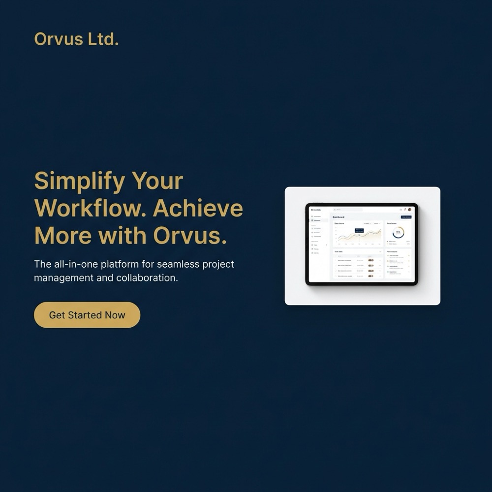Screenshot style hero section of a SaaS landing page for landing page optimization showing headline subhead product image and prominent CTA in Orvus Ltd brand colors